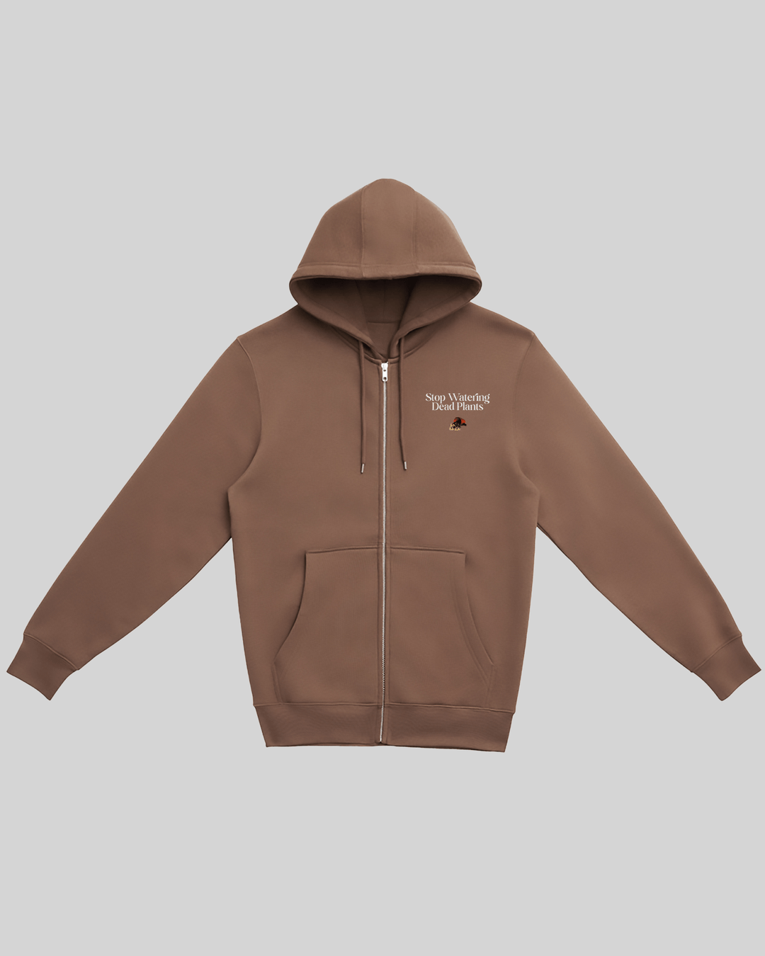 Stop Watering Dead Plants Brown Full Zip Hoodie - trainofthoughtcollective