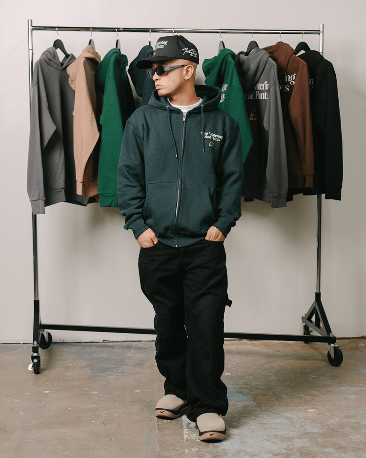 Stop Watering Dead Plants Green Full Zip Hoodie - trainofthoughtcollective