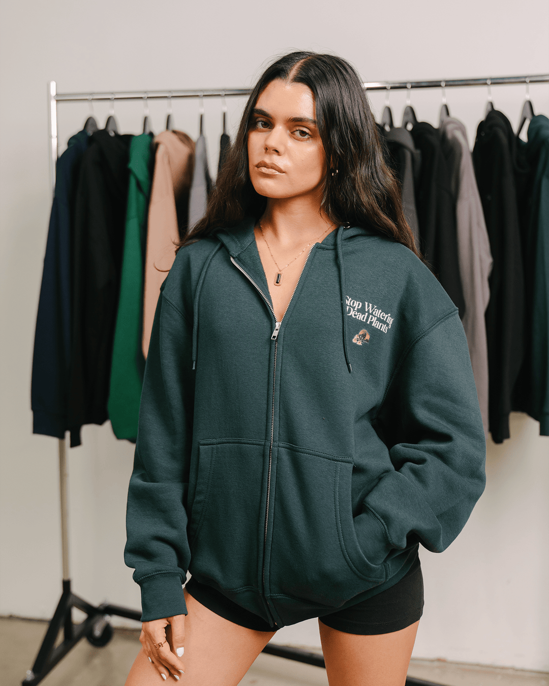 Stop Watering Dead Plants Green Full Zip Hoodie - trainofthoughtcollective