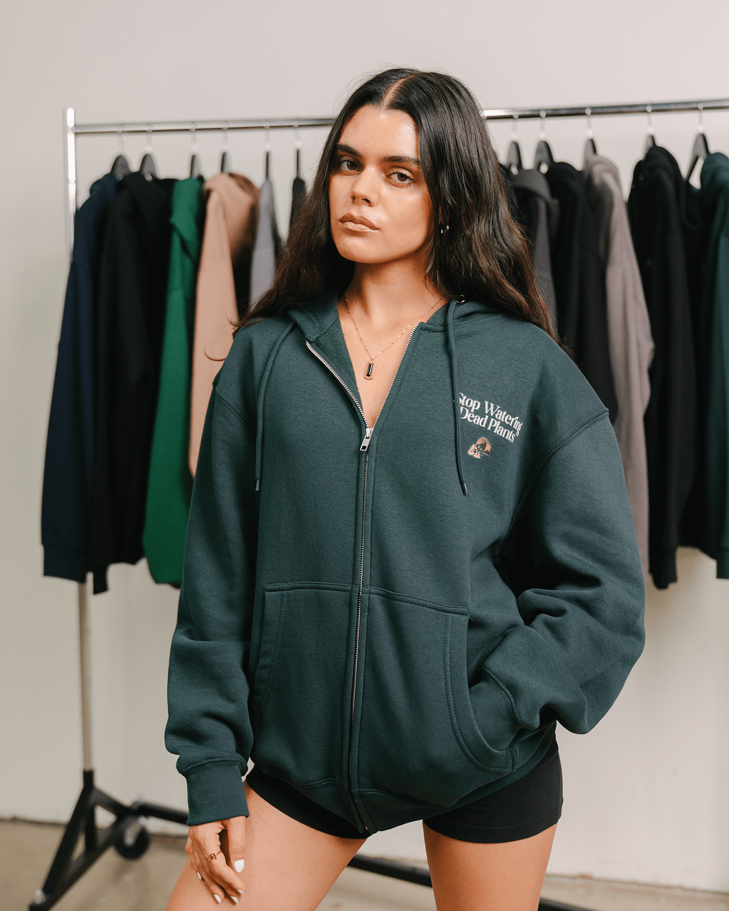 Stop Watering Dead Plants Green Full Zip Hoodie - trainofthoughtcollective