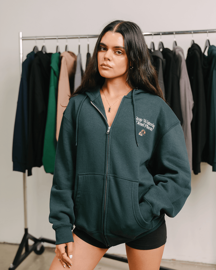 Stop Watering Dead Plants Green Full Zip Hoodie - trainofthoughtcollective