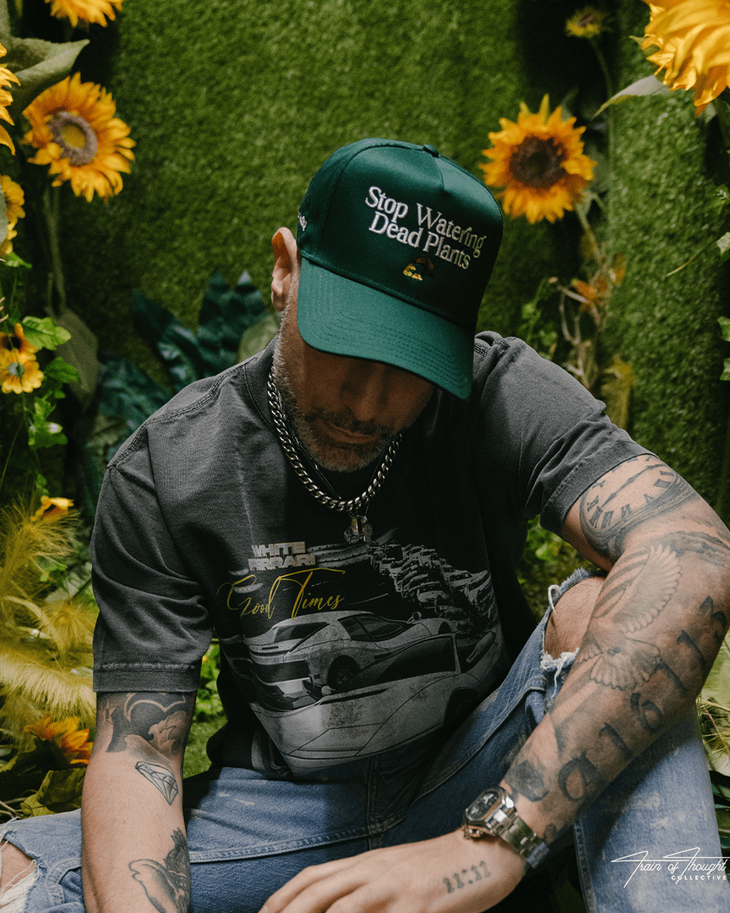 Stop Watering Dead Plants Green Snapback - trainofthoughtcollective