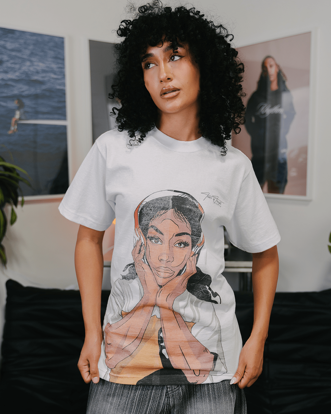 SZA Big Face White Tee - trainofthoughtcollective