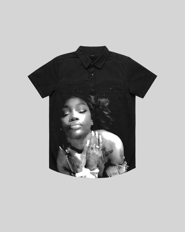 SZA Dead Rose Black Work Shirt - trainofthoughtcollective