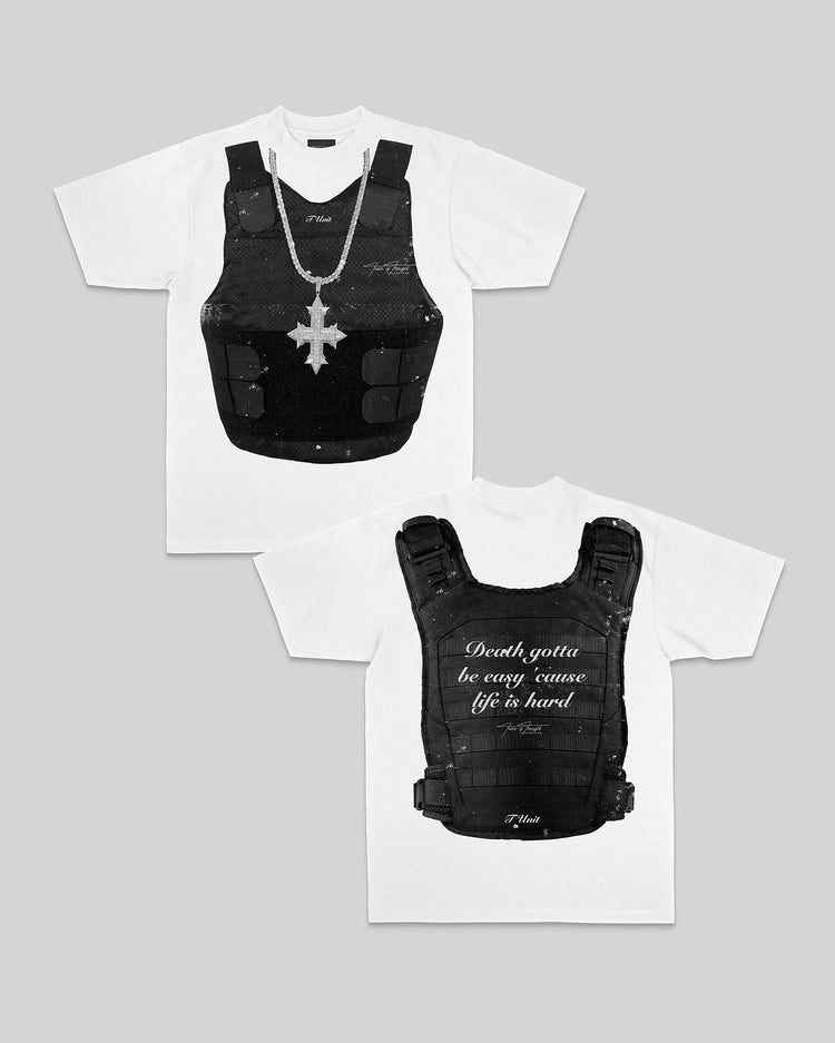 T - Unit 50's Vest White Tee - trainofthoughtcollective