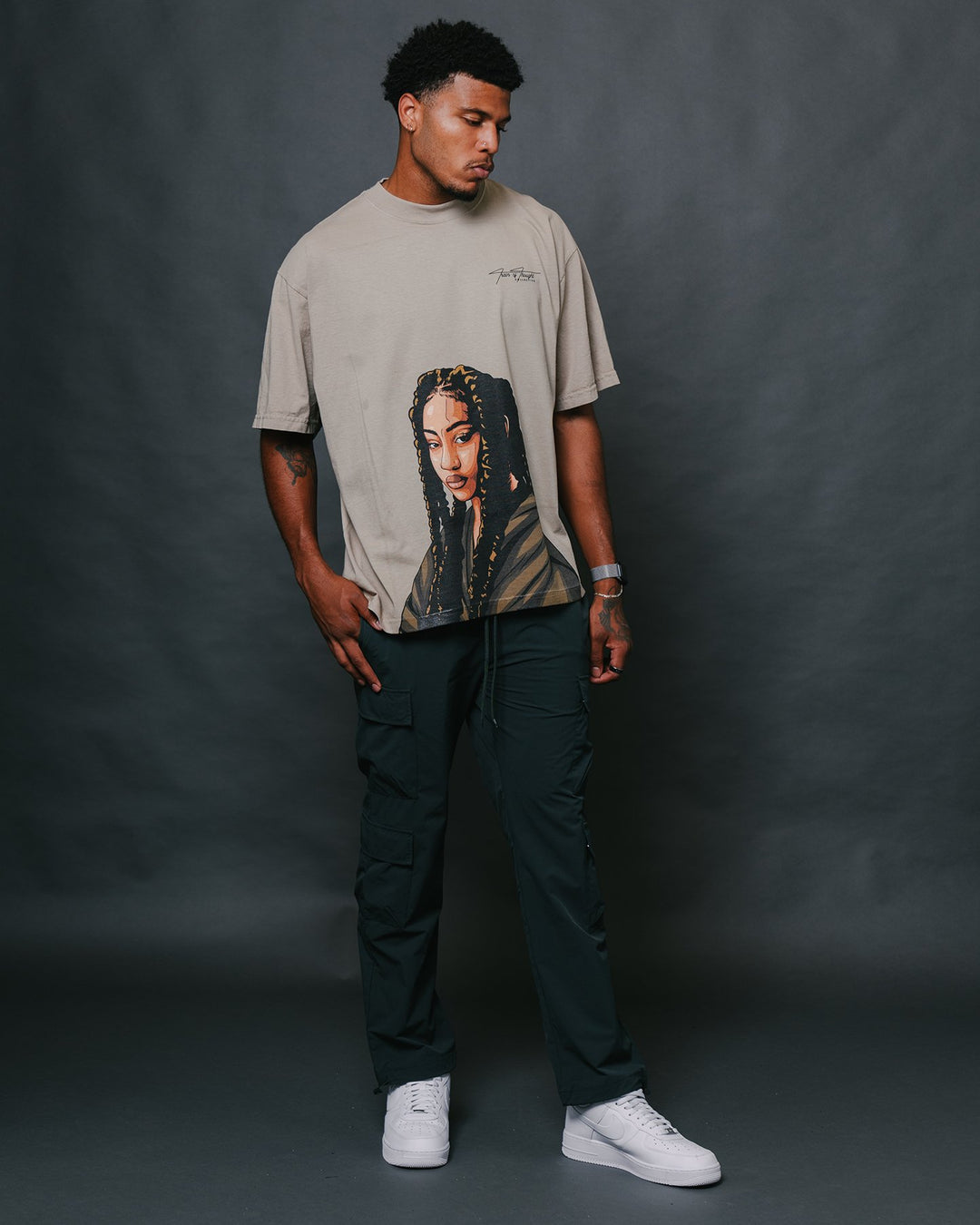 Tems Big Face Oversized Oatmeal Tee - trainofthoughtcollective