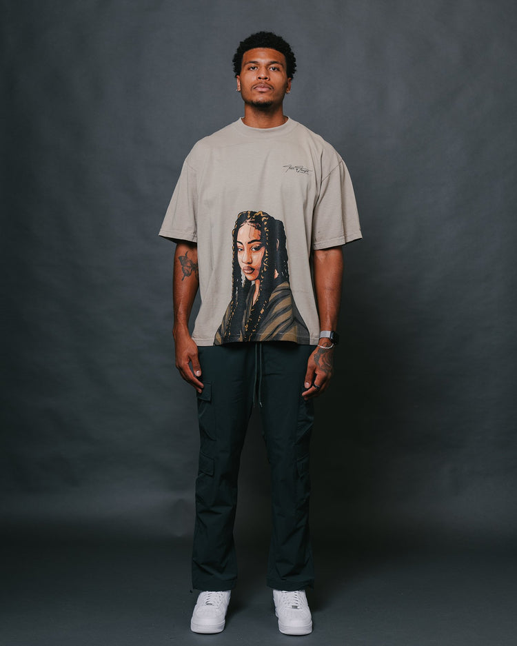 Tems Big Face Oversized Oatmeal Tee - trainofthoughtcollective