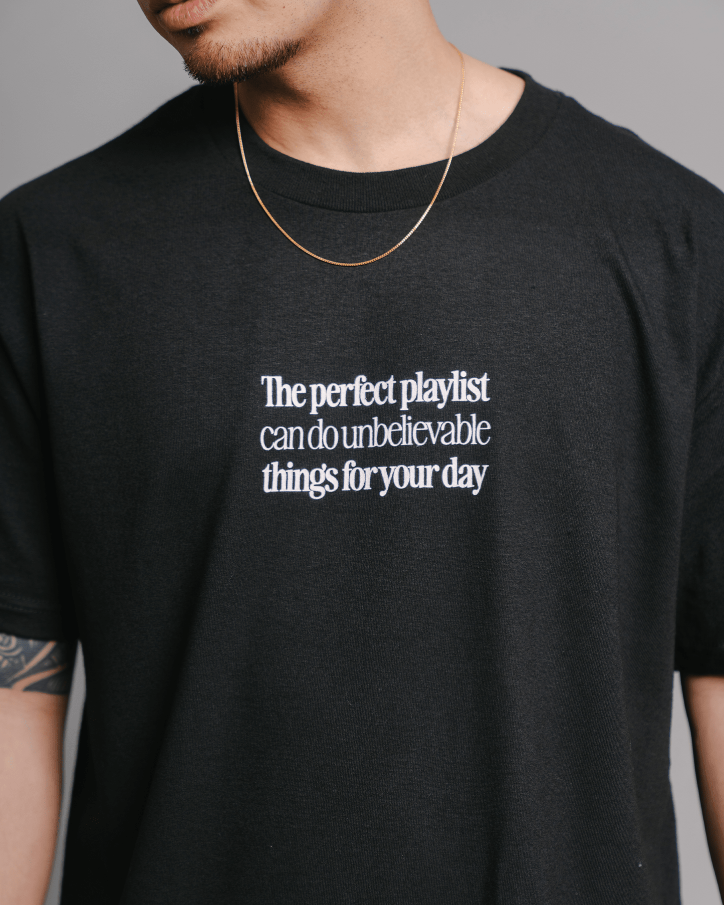 The Perfect Playlist Black Tee - trainofthoughtcollective