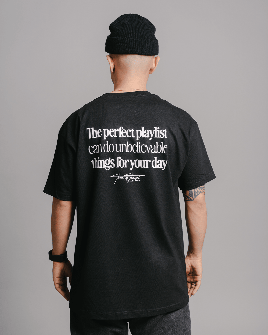 The Perfect Playlist Black Tee - trainofthoughtcollective