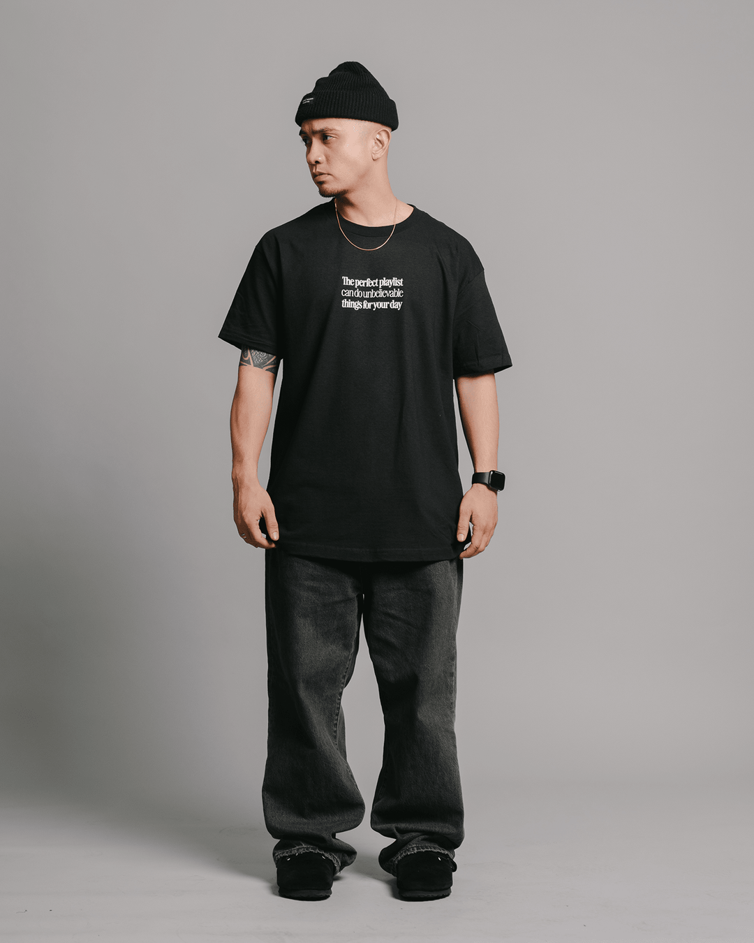 The Perfect Playlist Black Tee - trainofthoughtcollective