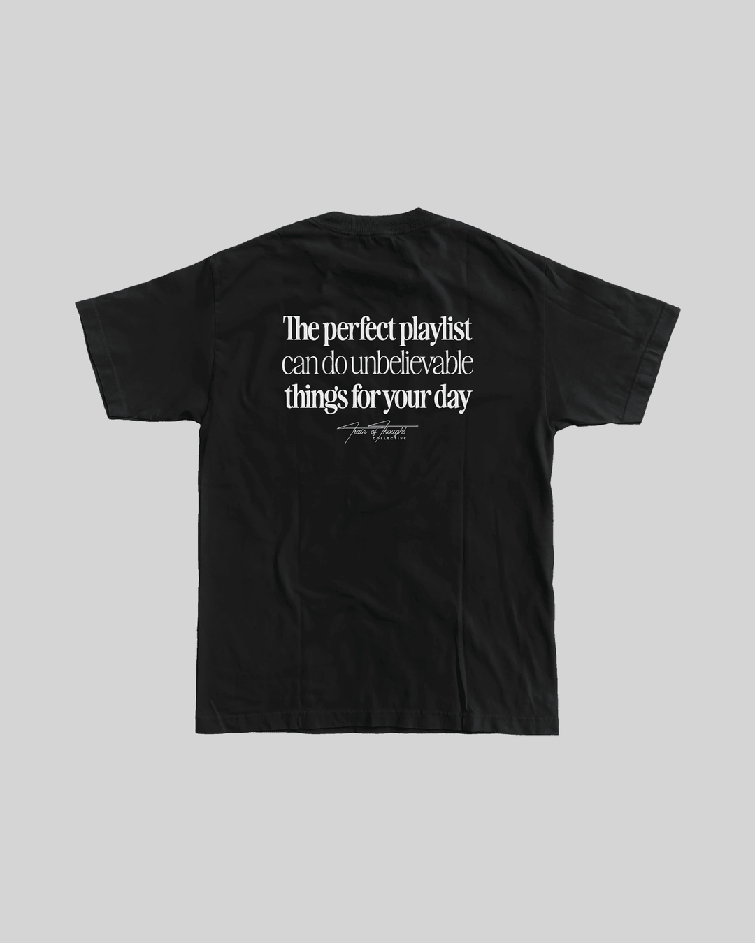 🎁 The Perfect Playlist | Classic Black Graphic Tee (100% off) - trainofthoughtcollective
