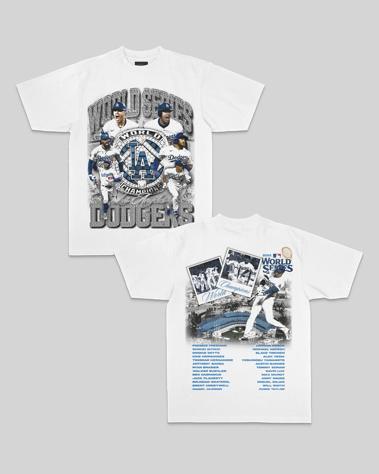 World Champs Dodgers White Tee - trainofthoughtcollective