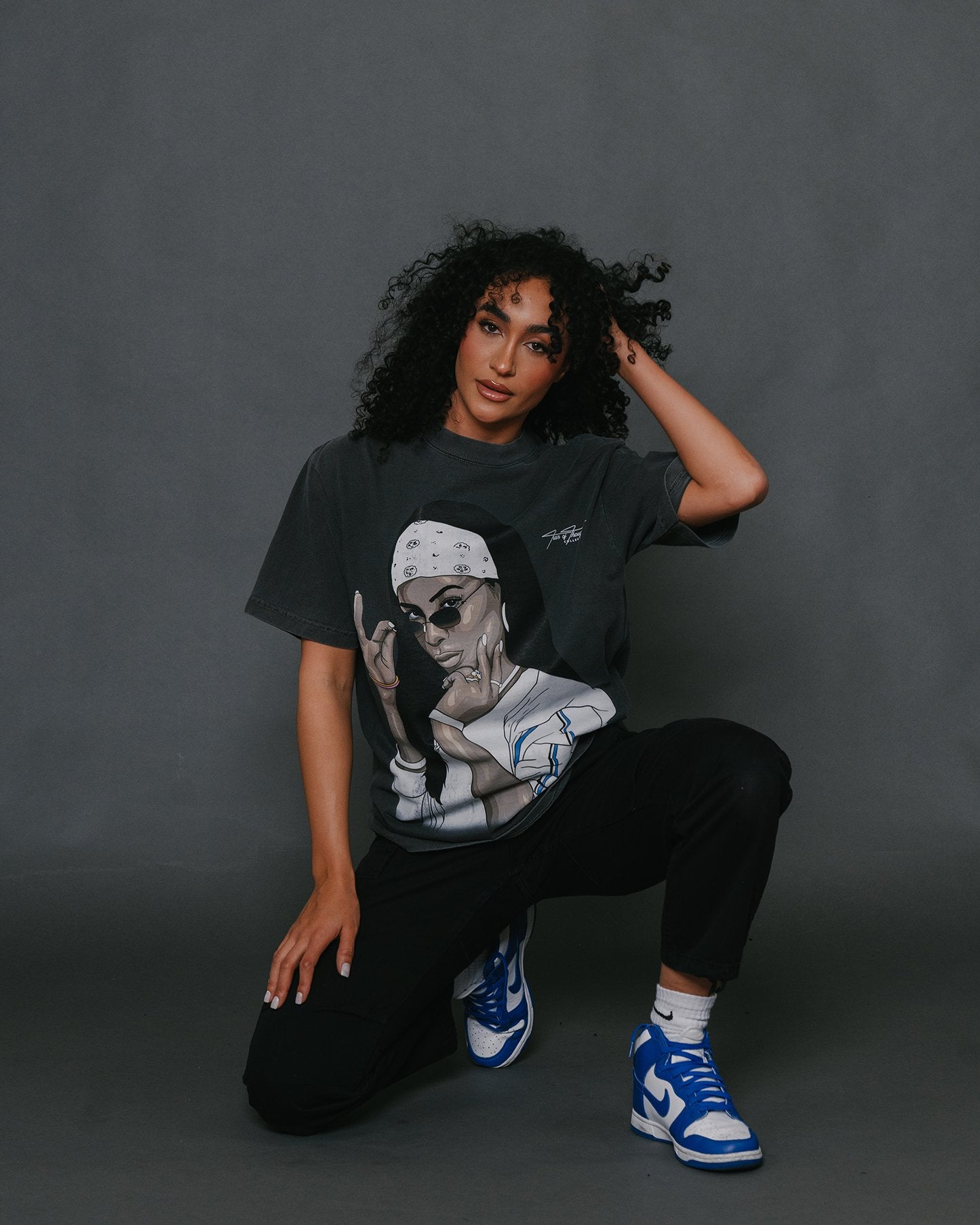 Aaliyah Big Face | Oversized Shadow Graphic Tee