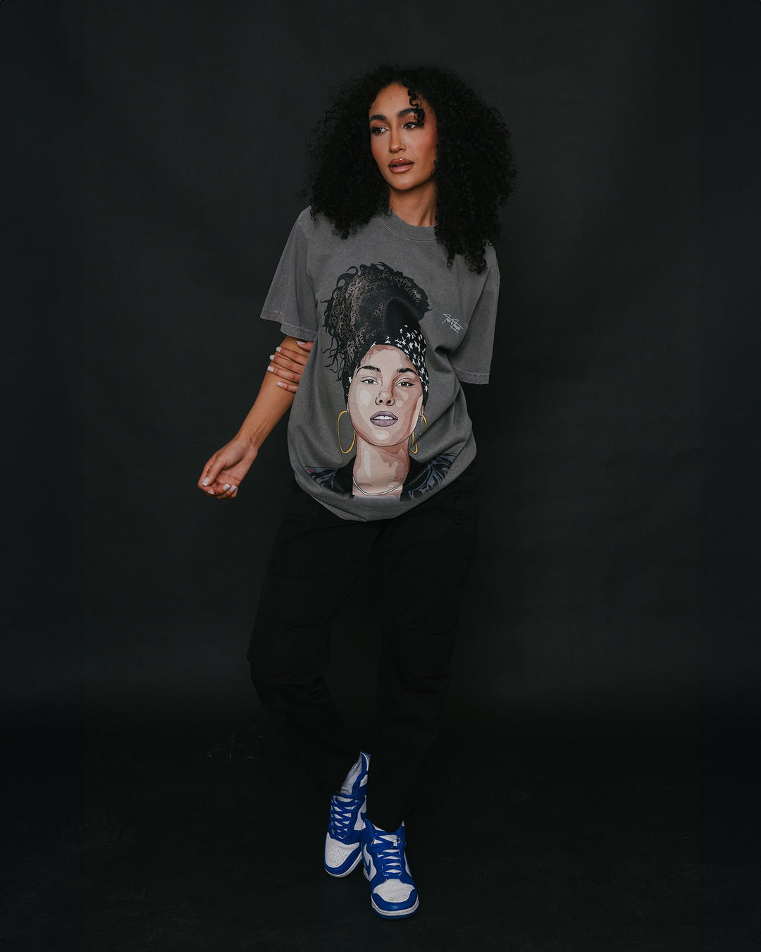 Alicia keys Big Face Oversized Cement Tee - trainofthoughtcollective