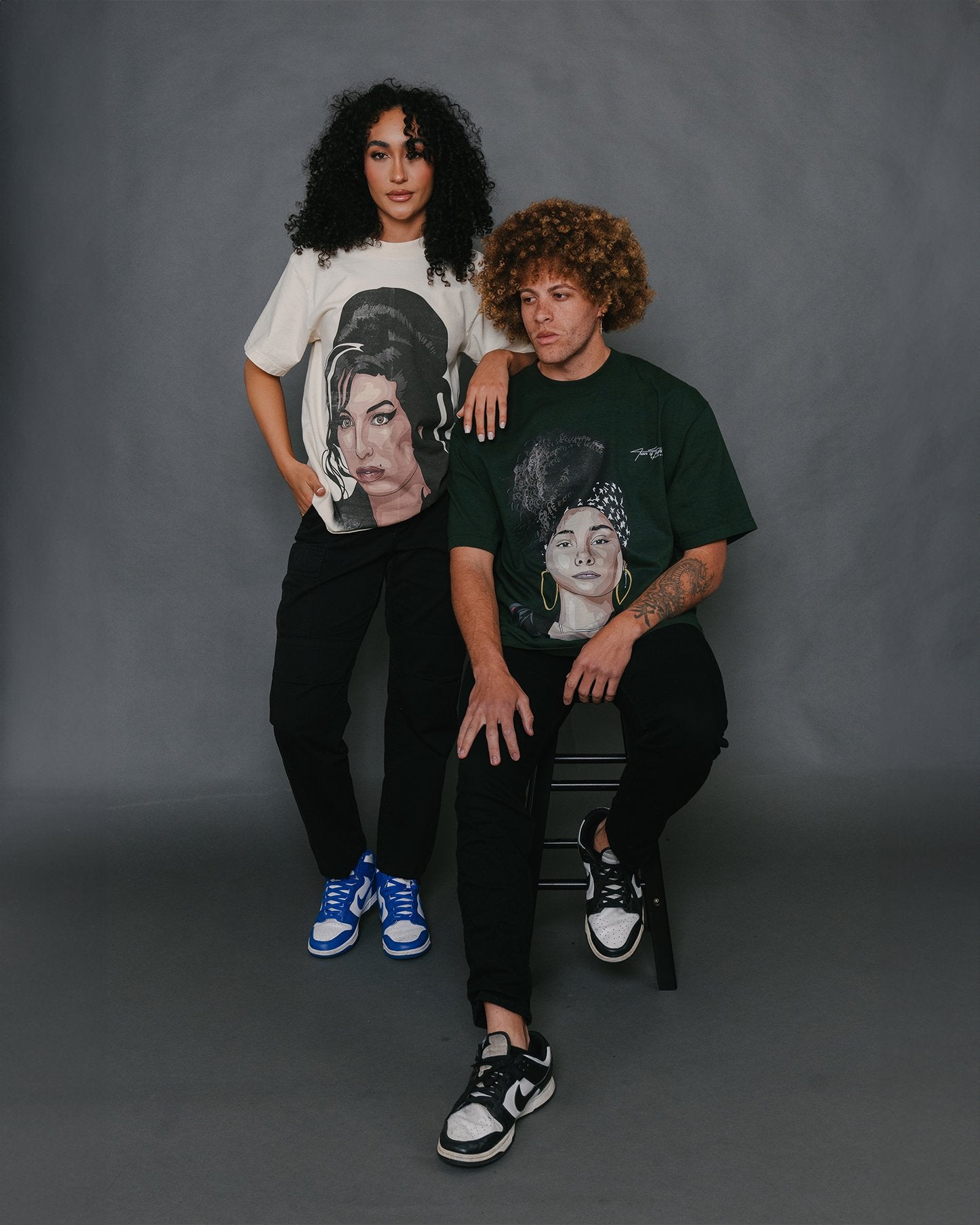 Alicia keys Big Face Oversized Green Tee