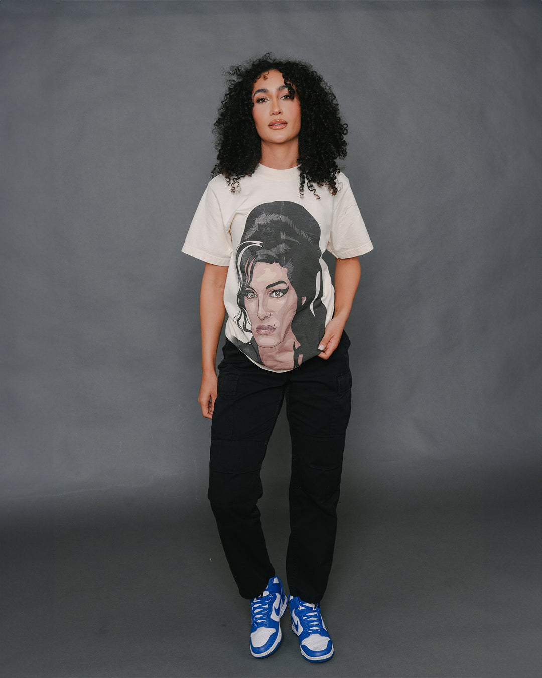 Amy Big Face Oversized Cream Tee - trainofthoughtcollective