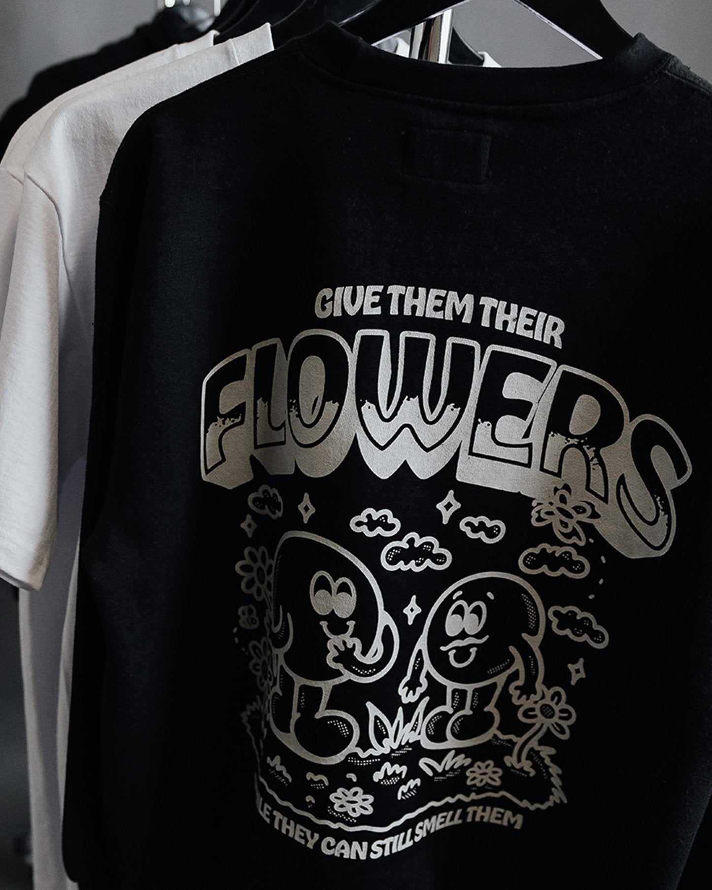 Give Flowers Black Tee - trainofthoughtcollective