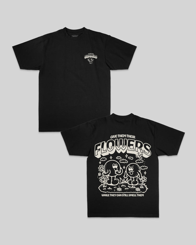 Give Flowers Black Tee - trainofthoughtcollective