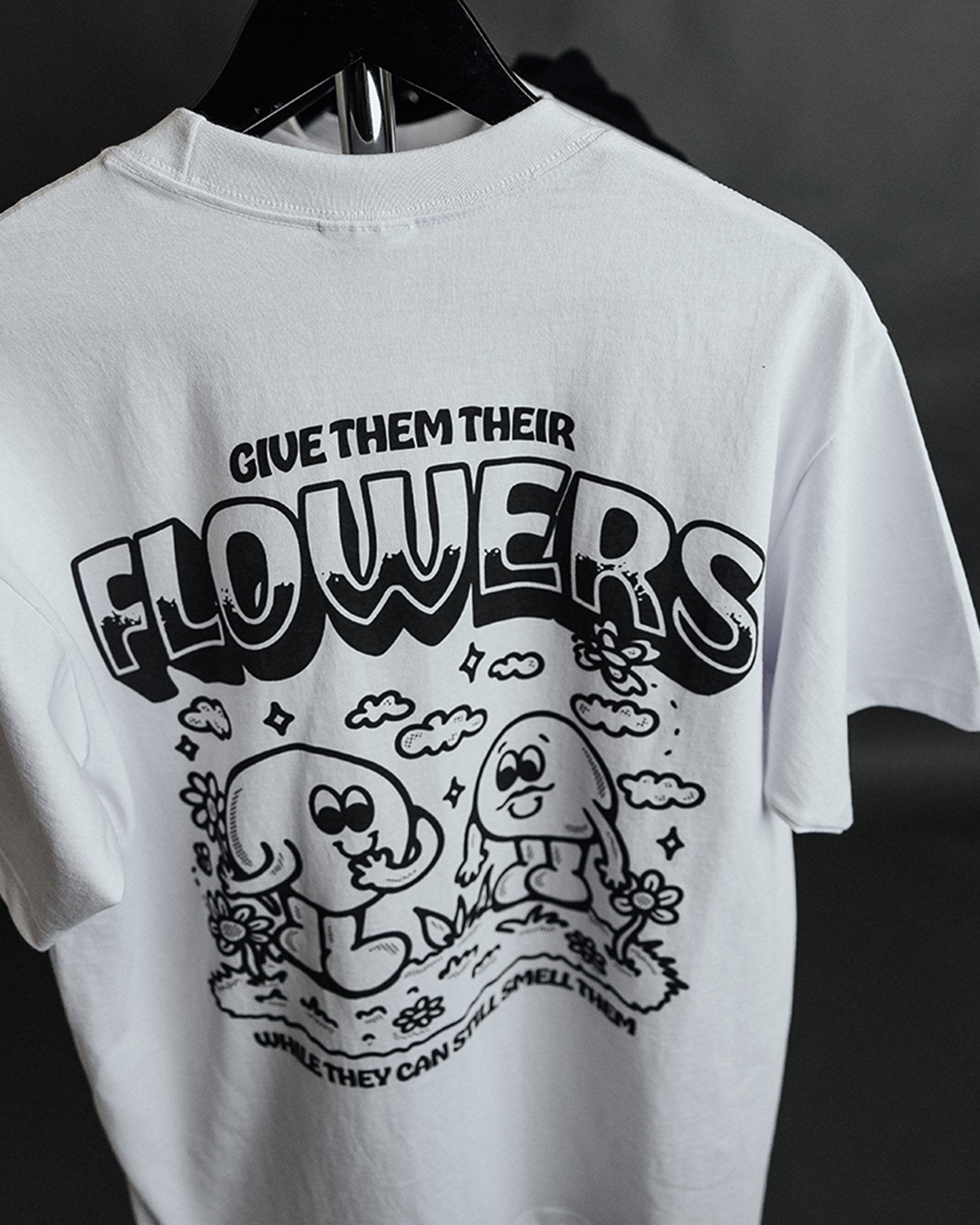 Give Flowers White Tee - trainofthoughtcollective