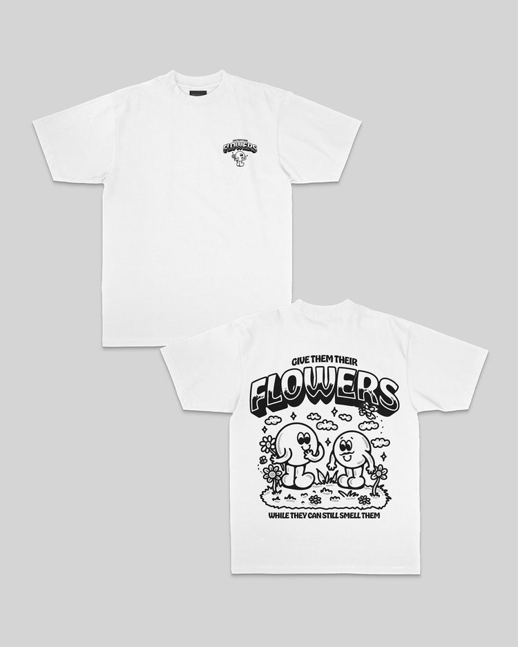 Give Flowers White Tee - trainofthoughtcollective
