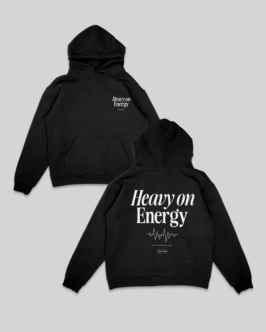 Heavy On Energy Black Hoodie V2 - trainofthoughtcollective