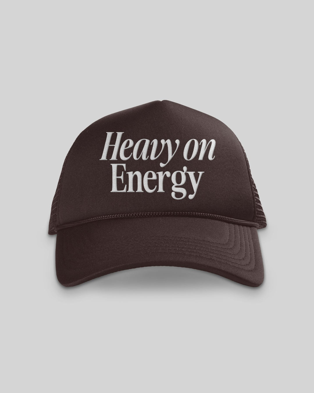 Heavy On Energy Brown 5 Panel Trucker Hat - trainofthoughtcollective
