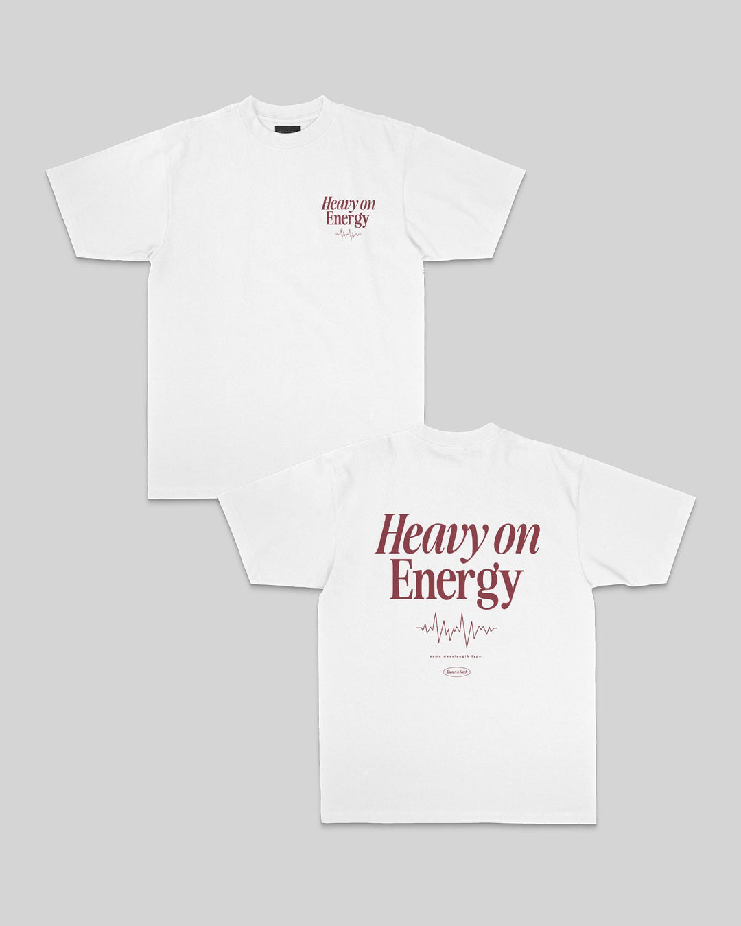 Heavy On Energy White Tee V2 - trainofthoughtcollective