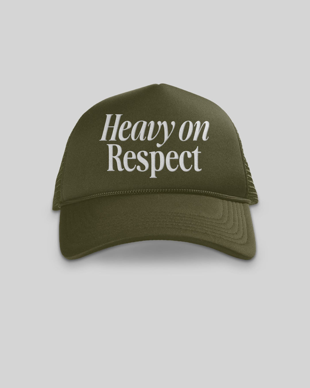 Heavy On Respect Green 5 Panel Trucker Hat - trainofthoughtcollective