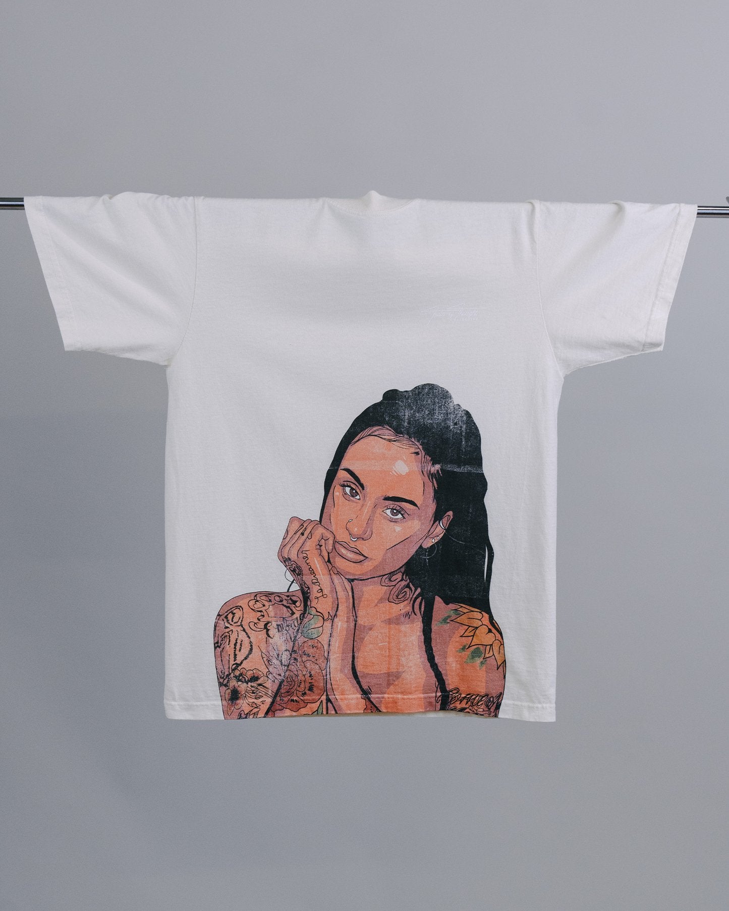 Kehlani Big Face Oversized Cream Tee - trainofthoughtcollective