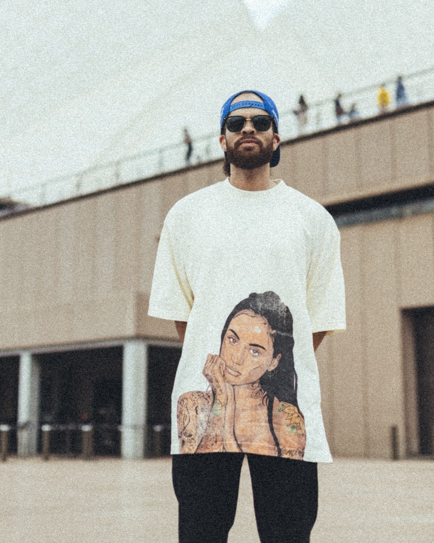 Kehlani Big Face Oversized Cream Tee - trainofthoughtcollective