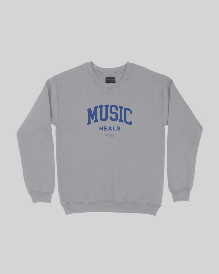 Music Heals Crewneck Grey Sweatshirt - trainofthoughtcollective