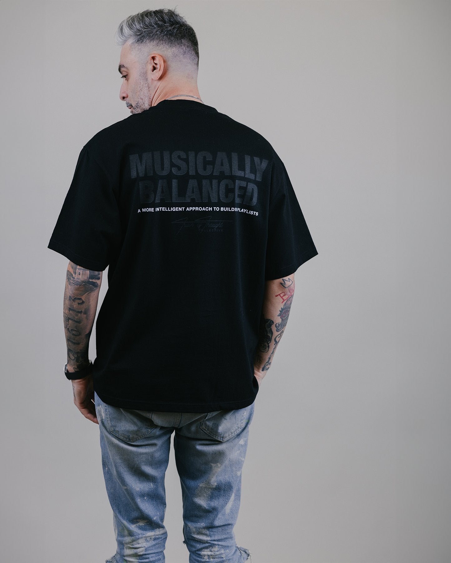 Musically Balanced Black Tee - trainofthoughtcollective