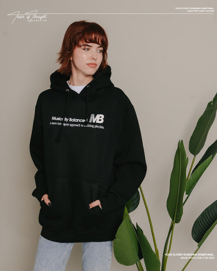 Musically Balanced V2 Black Hoodie - trainofthoughtcollective