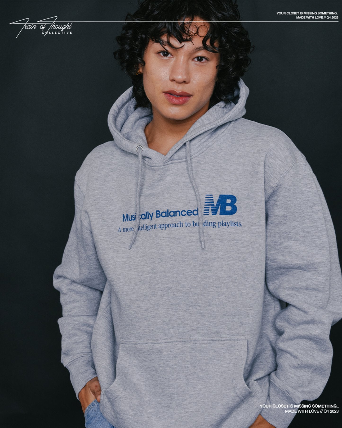 Musically Balanced V2 Grey Hoodie - trainofthoughtcollective