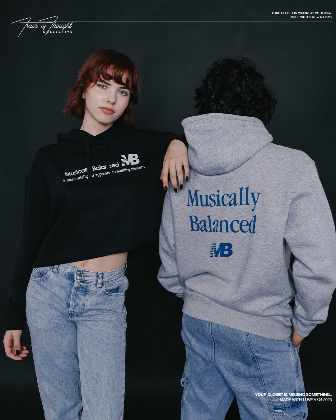 Musically Balanced V2 Grey Hoodie - trainofthoughtcollective