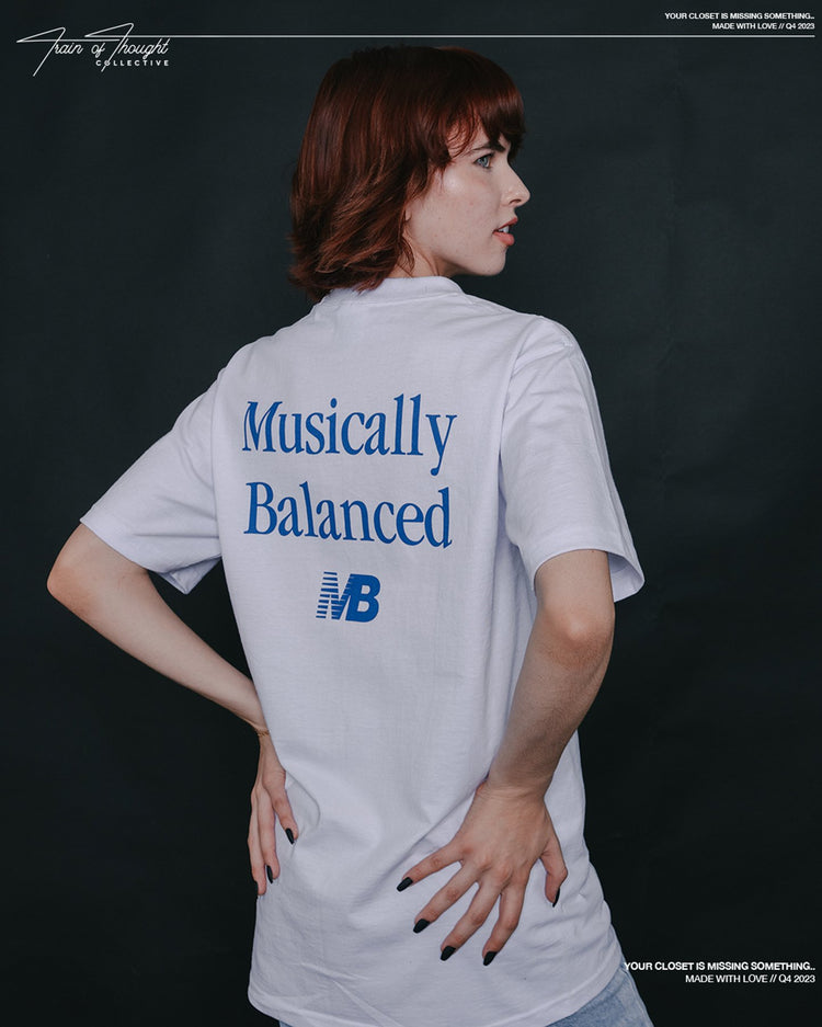 Musically Balanced V2 White Tee - trainofthoughtcollective