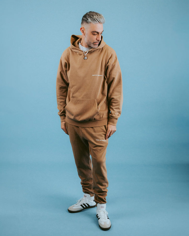 Necessary Lounge Brown Hoodie - trainofthoughtcollective