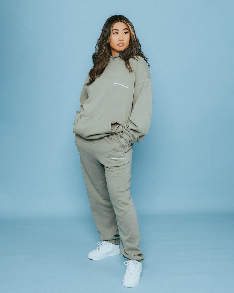Necessary Lounge Oil Green Sweatpants - trainofthoughtcollective