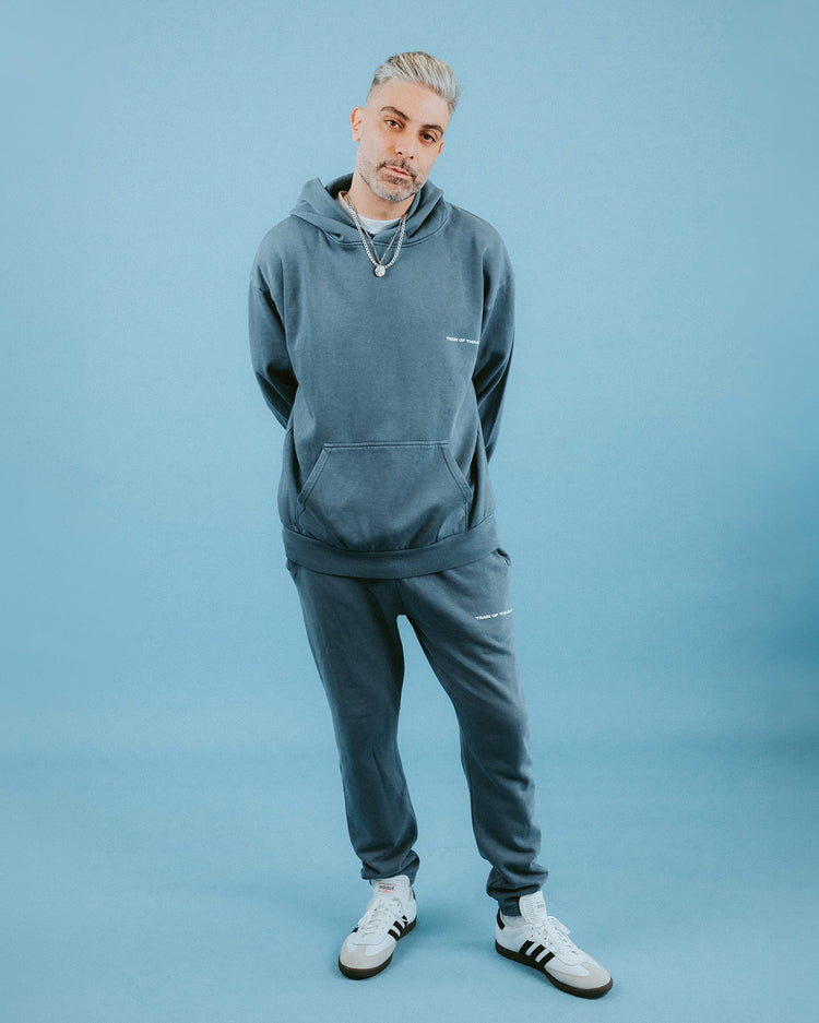 Necessary Lounge Pebble Blue Hoodie - trainofthoughtcollective