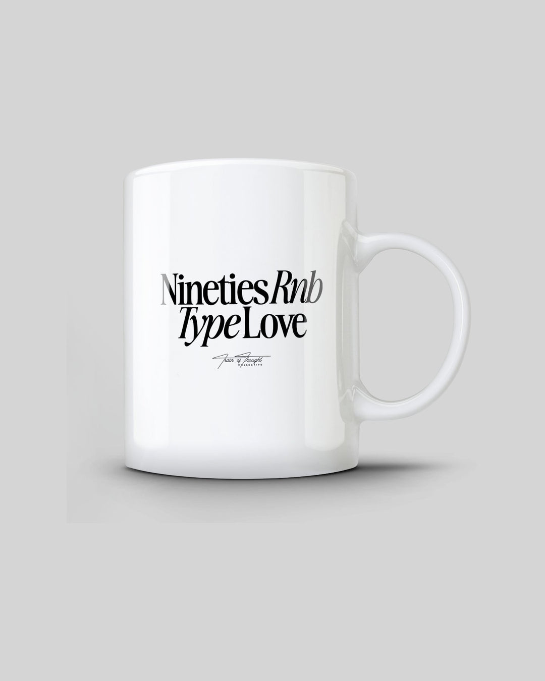 Nineties Rnb Type Love White Coffee Mug - trainofthoughtcollective