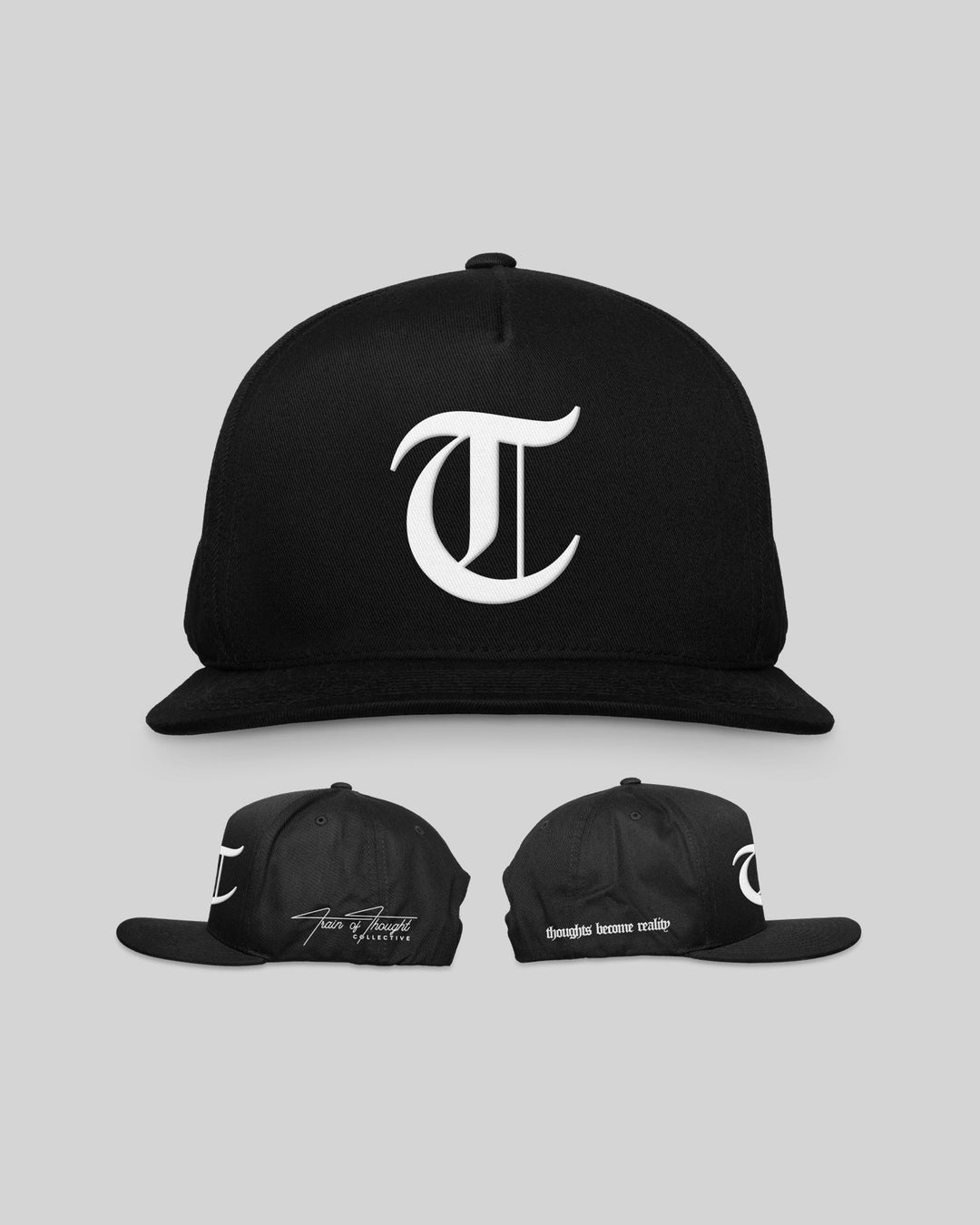 Official T 5 Panel Mid Profile Baseball Cap - Black - trainofthoughtcollective