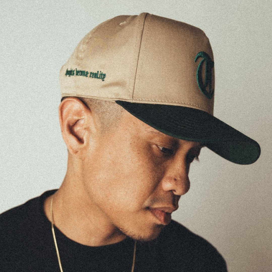 Official T 5 Panel Mid Profile Baseball Cap - Dark Green / Khaki - trainofthoughtcollective