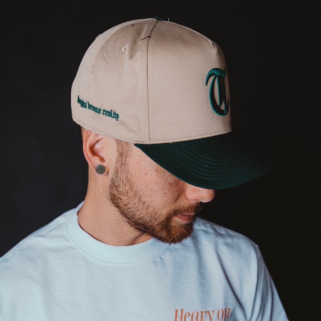 Official T 5 Panel Mid Profile Baseball Cap - Dark Green / Khaki - trainofthoughtcollective