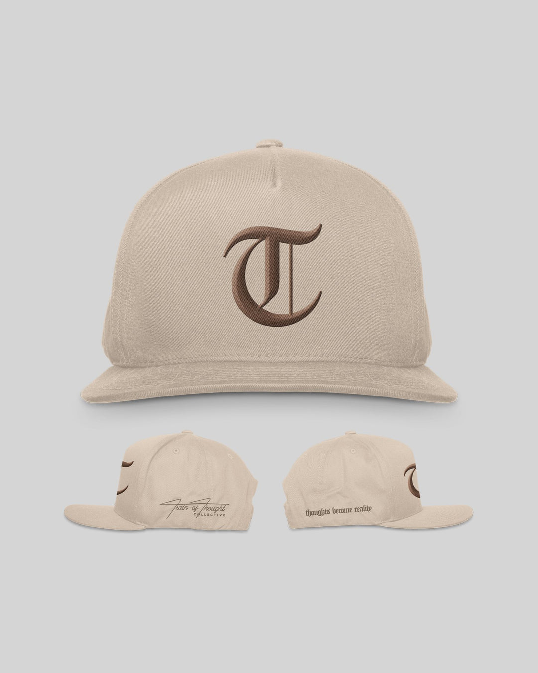 Official T 5 Panel Mid Profile Baseball Cap - Khaki - trainofthoughtcollective