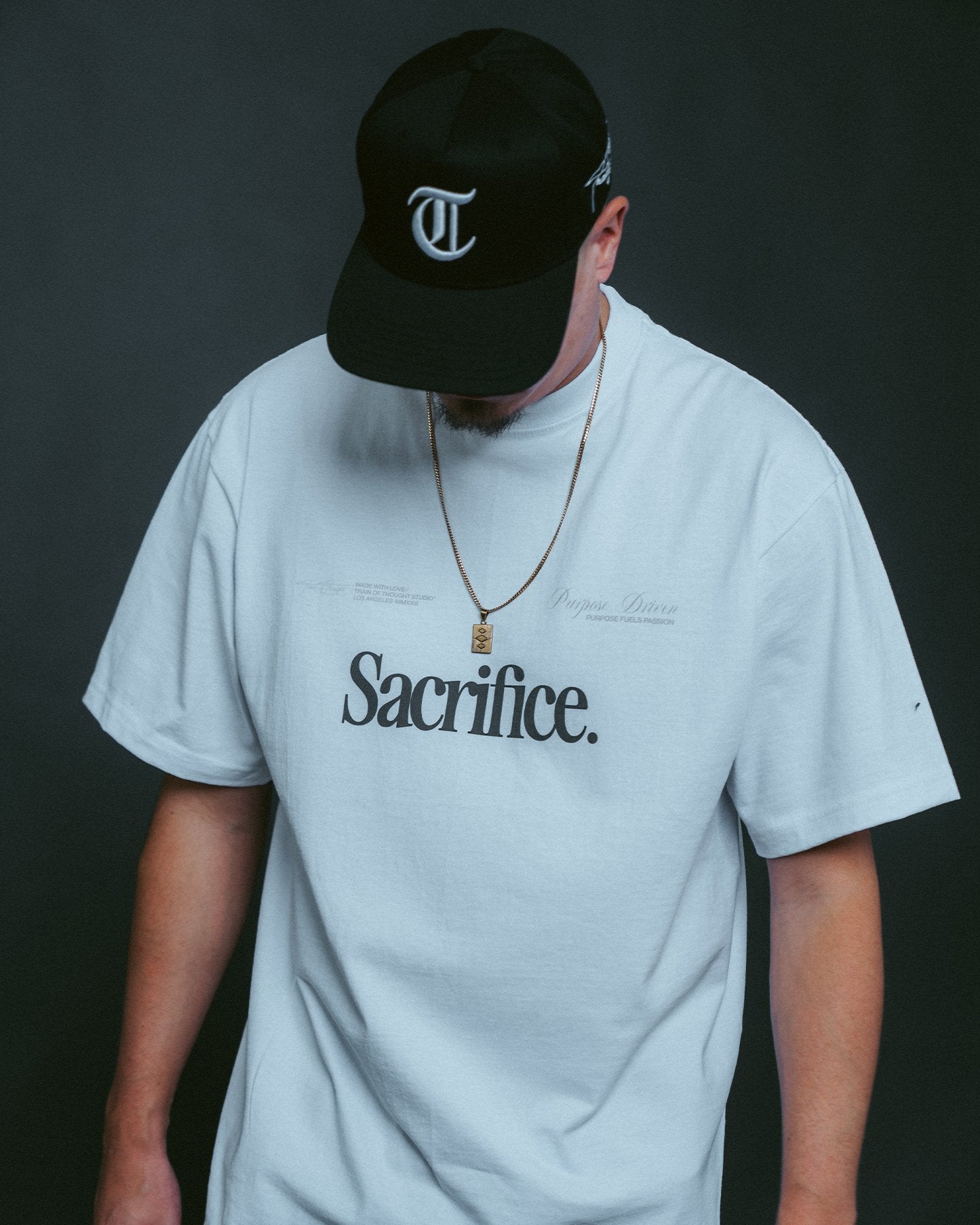 Sacrifice White Tee - trainofthoughtcollective