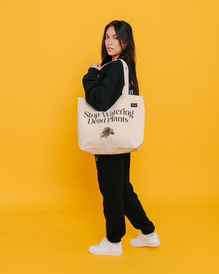 Stop Watering Dead Plants 24L Zippered Tote Bag - trainofthoughtcollective