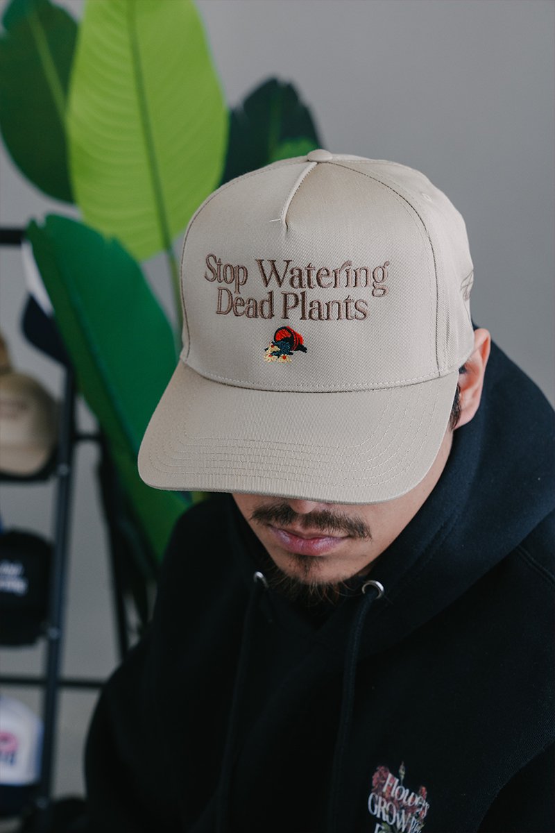 Stop Watering Dead Plants Khaki Snapback - trainofthoughtcollective