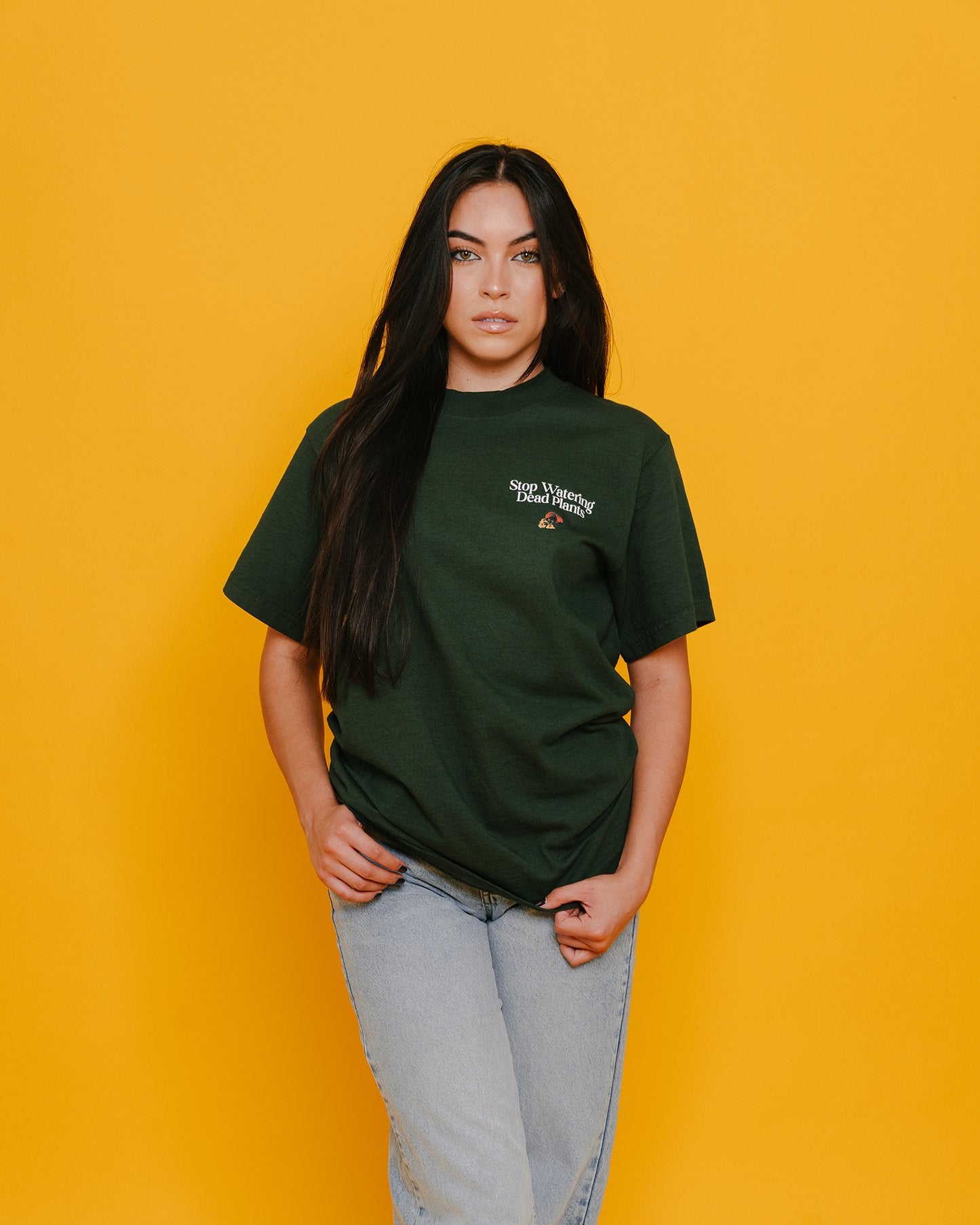 Stop Watering Dead Plants Oversized Green Tee - trainofthoughtcollective