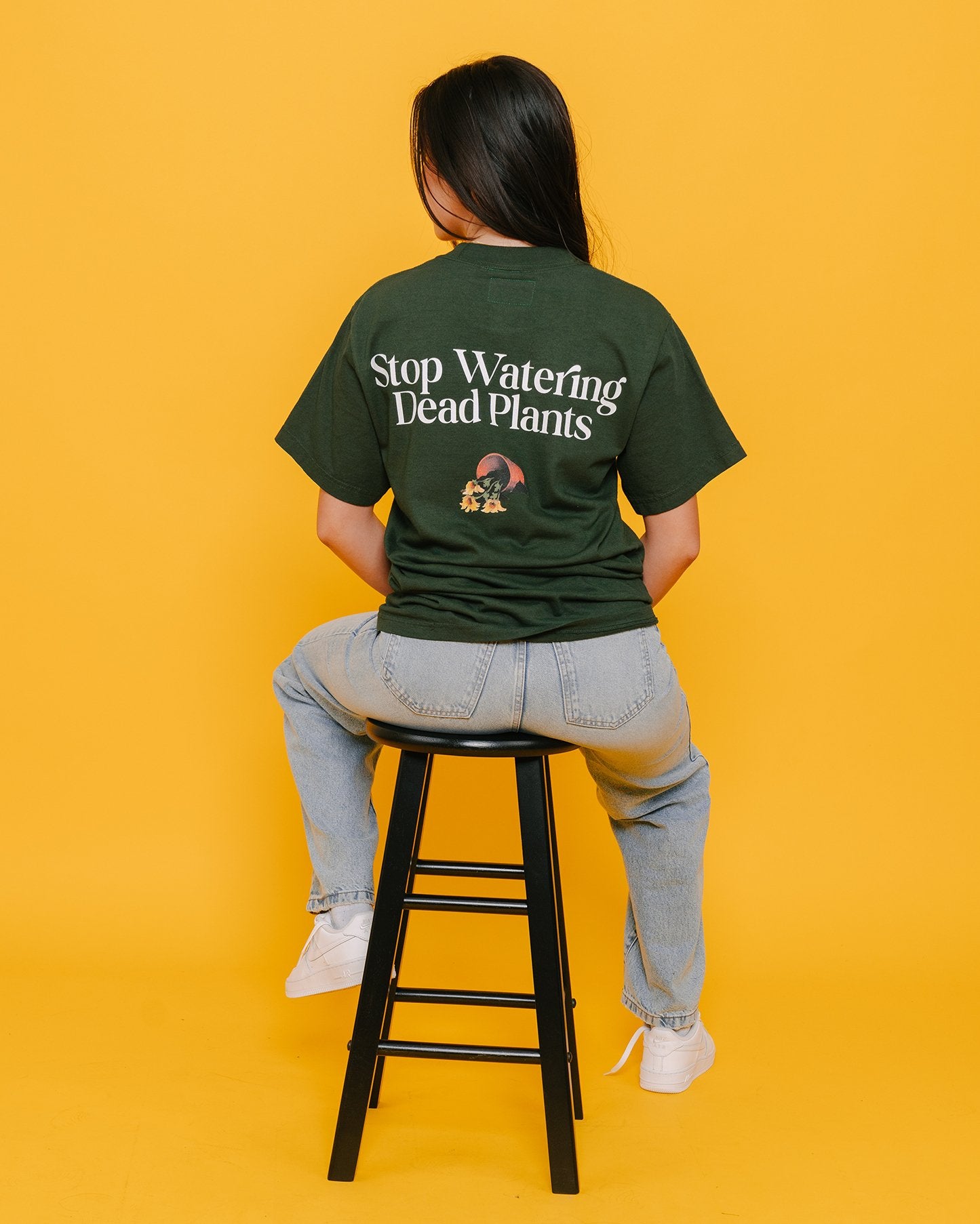 Stop Watering Dead Plants Oversized Green Tee - trainofthoughtcollective