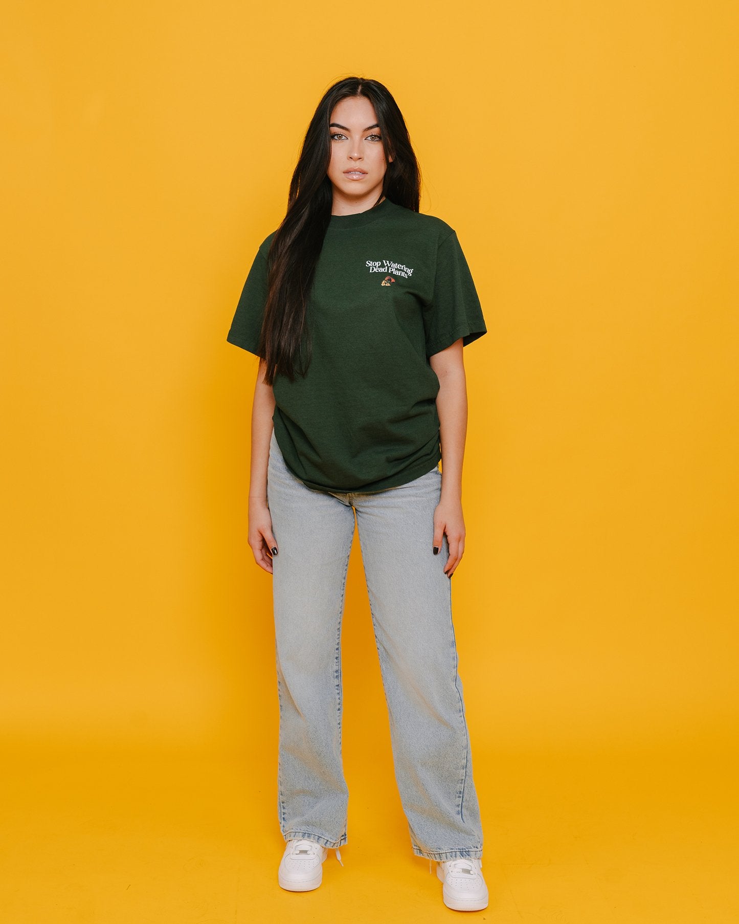 Stop Watering Dead Plants Oversized Green Tee - trainofthoughtcollective